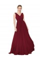 V-Back V-Neck Soft Chiffon Burgundy Long Bridal Party Dress Canada Shop