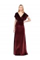 V-Back V-Neck Stretch Velvet Burgundy Flutter Sleeves Long Prom Dress Canada Shop