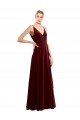 V-Back V-Neck Stretch Velvet Burgundy Long Prom Dress Canada Shop