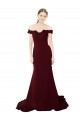 V-Back Off the Shoulder Stretch Crepe & Lace Burgundy Gold Sweep Train Prom Dress Canada Shop