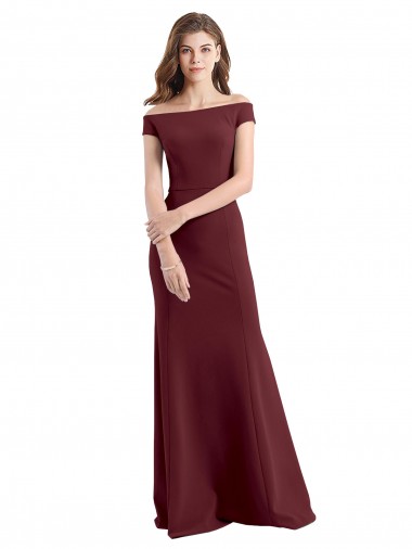 Off the Shoulder Stretch Crepe Burgundy Gold Long Prom Dress Canada Shop