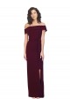 Low Back Off the Shoulder Stretch Crepe Burgundy Gold Long Prom Dress Canada Shop