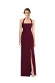 Halter Neck Stretch Crepe Burgundy Gold Long Trumpet Prom Dress Canada Shop