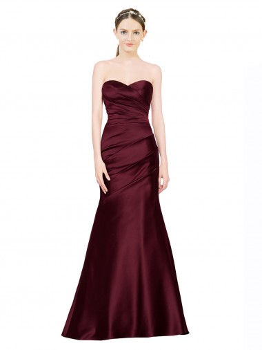 Low Back Sweetheart Luxe Satin Burgundy Long Prom Dress Canada Shop