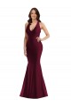 Open Back V-Neck Silky Satin Burgundy Long Sexy Plus Size Prom Dress Canada Shop