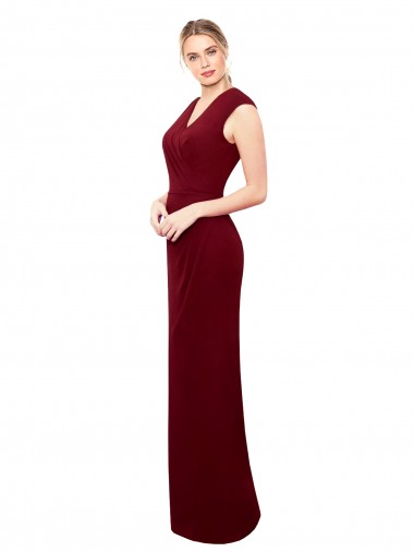 Keyhole Back V-Neck Soft Chiffon Burgundy Long Prom Dress Canada Shop