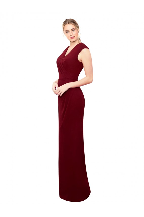 Keyhole Back V-Neck Soft Chiffon Burgundy Long Prom Dress Canada Shop