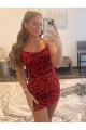 Spaghetti Straps Velvet Sequin Burgundy Short Short Homecoming Dress / Prom Dress Canada Shop