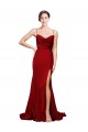 Open Back Spaghetti Straps Stretch Satin Burgundy Sweep Train Prom Dress Canada Shop