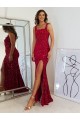 Square Neck Velvet Sequin Burgundy Long Prom Dress Canada Shop