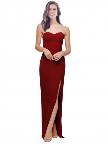 Sweetheart Stretch Crepe Burgundy Long Sheath Prom Dress Canada Shop