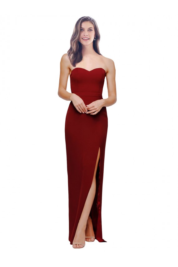 Sweetheart Stretch Crepe Burgundy Long Sheath Prom Dress Canada Shop