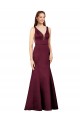 V-Back V-Neck Satin Burgundy Long Prom Dress Canada Shop