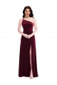 One Shoulder Stretch Velvet Burgundy Long Prom Dress Canada Shop