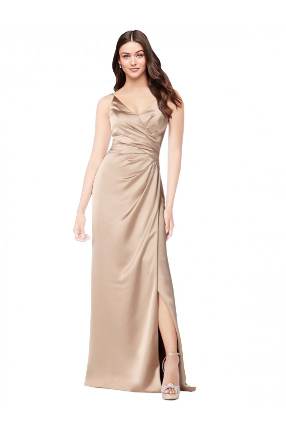 Low Back Spaghetti Straps Silky Satin Champagne Pink Long Prom Dress Canada Shop