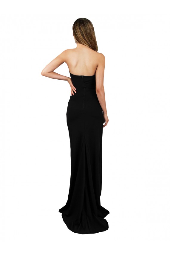Low Back Sweetheart Stretch Crepe Black Long Sexy Prom Dress Canada Shop