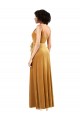V-Neck Stretch Velvet Gold Long Column Prom Dress Canada Shop