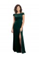 Square Neck Stretch Velvet Dark Green Cap Sleeves Long Prom Dress Canada Shop