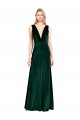 V-Neck Stretch Velvet Dark Green Long A-Line Prom Dress Canada Shop