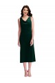 V-Back Cowl Neck Stretch Velvet Dark Green Midi Length Prom Dress Canada Shop