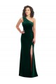 One Shoulder Stretch Velvet Dark Green Long Prom Dress Canada Shop