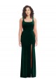 Square Neck Stretch Velvet Dark Green Long Trumpet Prom Dress Canada Shop