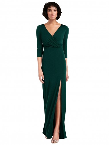 V-Back V-Neck Spandex Dark Green Long Prom Dress Canada Shop