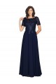 Round Neck Soft Chiffon Dark Navy Long Prom Dress Canada Shop