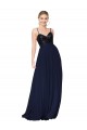 Spaghetti Straps Soft Chiffon & Sequin Dark Navy Long Prom Dress Canada Shop
