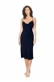 Open Back Spaghetti Straps Silky Satin Dark Navy Midi Length Prom Dress Canada Shop