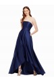 Low Back Strapless Satin Dark Navy Long Prom Dresses Canada Shop