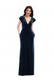 V-Neck Stretch Velvet Dark Navy Flutter Sleeves Long Prom Dress Canada Shop