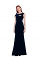 Off the Shoulder Stretch Crepe Dark Navy Long Prom Dress Canada Shop