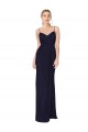 V-Back Spaghetti Straps Soft Chiffon Dark Navy Long Prom Dress Canada Shop