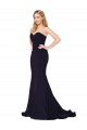 Sweetheart Stretch Crepe Dark Navy Sweep Train Bridal Party Dress Canada Shop