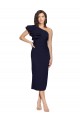 One Shoulder Stretch Crepe Dark Navy Midi Length Prom Dress Canada Shop