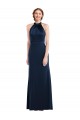 Open Back High Neck Stretch Crepe Dark Navy Long Formal Bridesmaid Gown Canada Shop