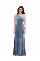 Off the Shoulder Stretch Velvet Dusty Blue Long A-Line Prom Dress Canada Shop