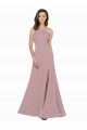 Keyhole Back Jewel Neck Stretch Crepe Dusty Pink Long Prom Dress Canada Shop