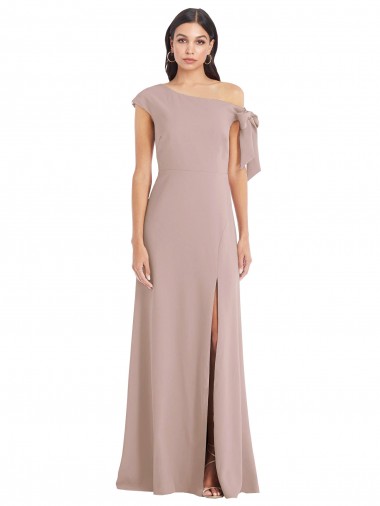 Off the Shoulder Stretch Crepe Dusty Pink Long Prom Dress Canada Shop