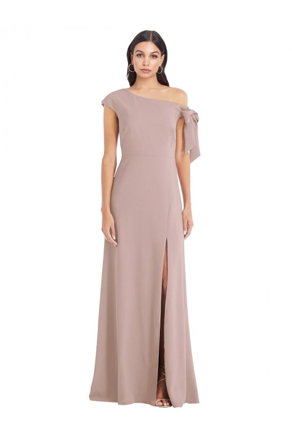 Off the Shoulder Stretch Crepe Dusty Pink Long Prom Dress Canada Shop