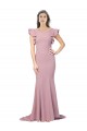V-Back Round Neck Stretch Crepe Dusty Pink Sweep Train Prom Dress Canada Shop