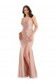 V-Neck Silky Satin Dusty Pink Long Plus Size Prom Dress Canada Shop