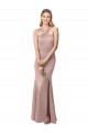 Open Back Halter Neck Stretch Crepe Dusty Pink Long Prom Dress Canada Shop