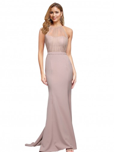 Sweetheart Stretch Crepe Dusty Pink Sweep Train Bridesmaid Gown Canada Shop