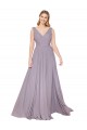 V-Back V-Neck Soft Chiffon Dusty Rose Long Prom Dress Canada Shop