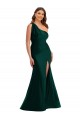 One Shoulder Silky Satin Ever Green Long Plus Size Prom Dress Canada Shop