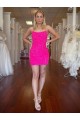 Spaghetti Straps Velvet Sequin Fuchsia Short Short Prom Dress Canada Shop
