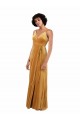 V-Neck Stretch Velvet Gold Long Column Prom Dress Canada Shop