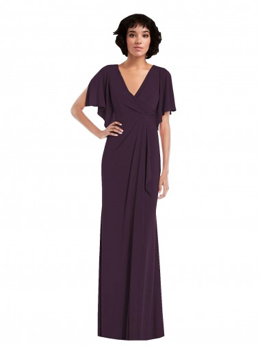 V-Neck Spandex Grape Long Prom Dress Canada Shop